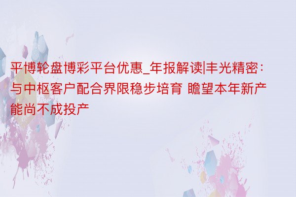 平博轮盘博彩平台优惠_年报解读|丰光精密：与中枢客户配合界限稳步培育 瞻望本年新产能尚不成投产